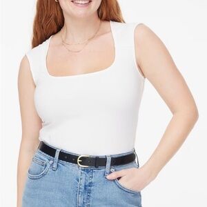 J.CREW Red Cap-sleeve stretch cotton-blend squareneck tank top Size XS